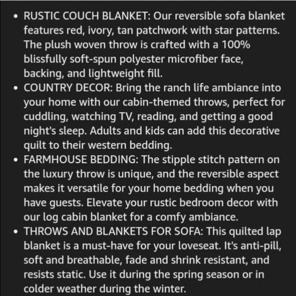 LAST 1!🍁50" BY 60"🍁~ RUSTIC FARMHOUSE LIGHTWEIGHT QUILT THROW(CH) PRICE FIRM! - Picture 7 of 11